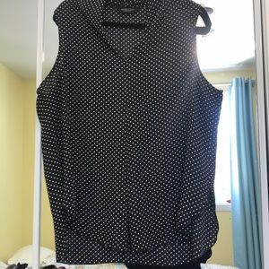 Plus Size 14-HIGH LOW POLKAT DOTS SLEEVLESS BLOUSE VERY FLUIDE